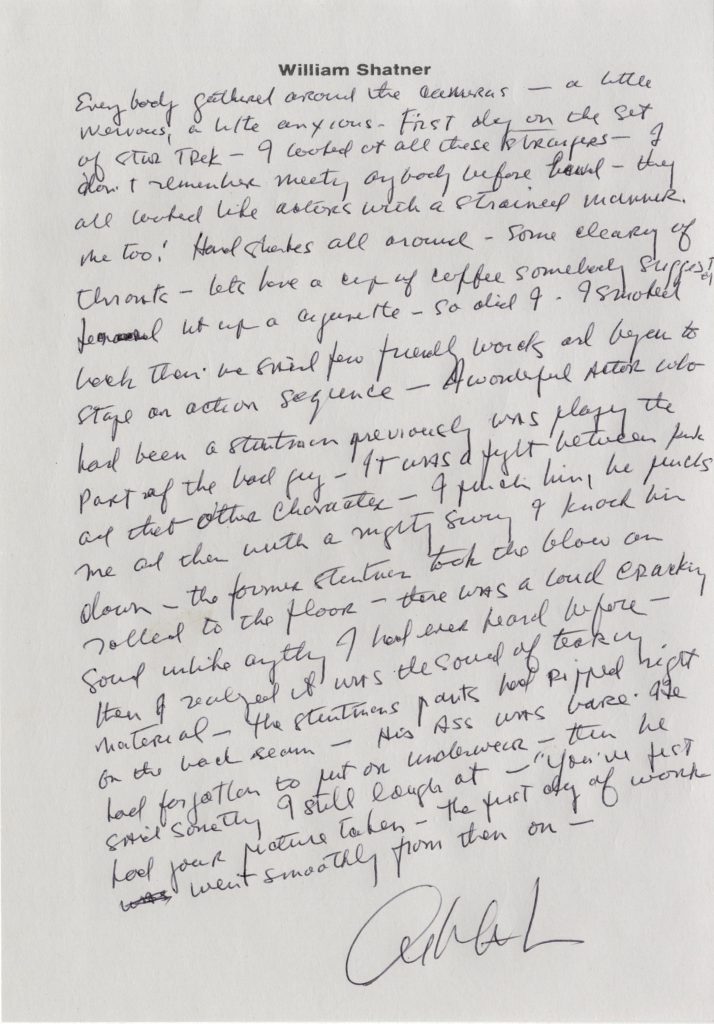 William Shatner Star Trek autograph letter signed