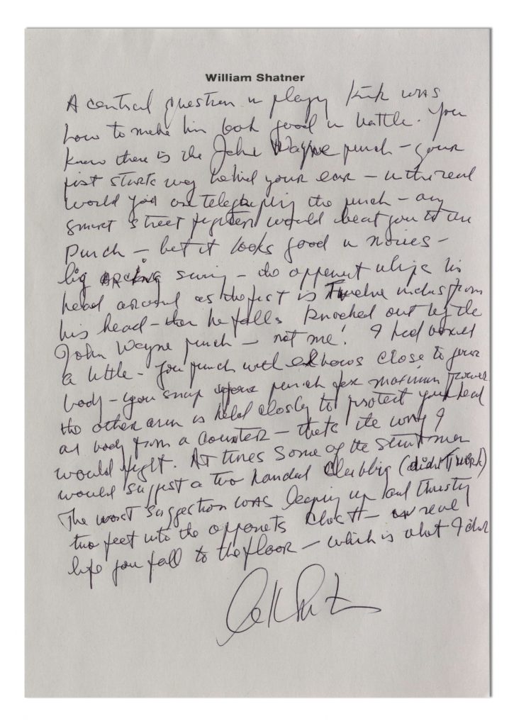William Shatner Star Trek autograph letter signed