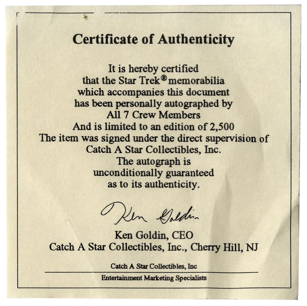  Ken Goldin COA Star Trek cast signed photo