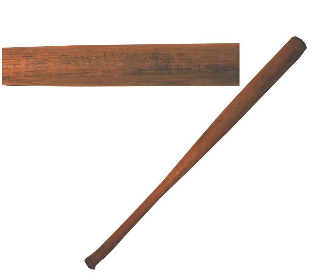 Joe Sewell game used bat