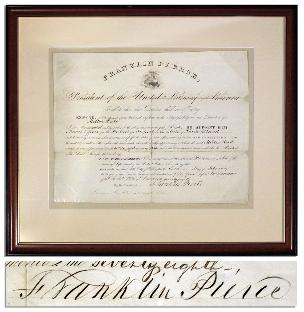 Franklin Pierce letter signed