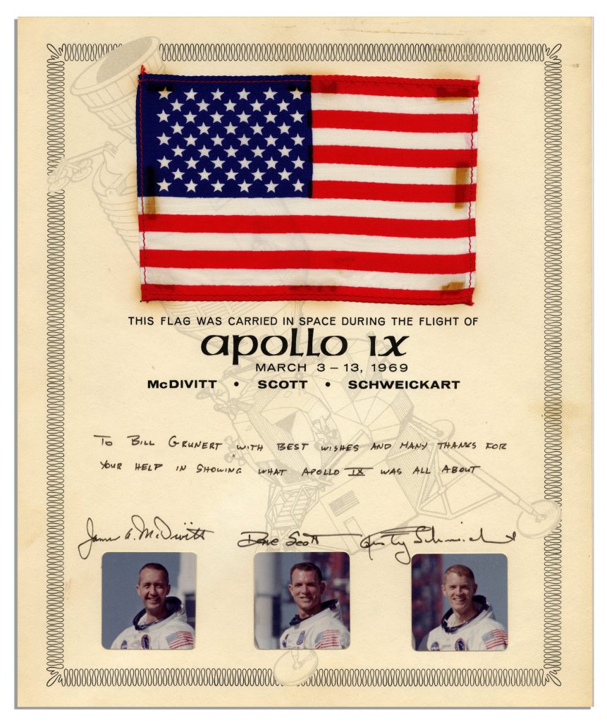 Apollo 9 flown flag