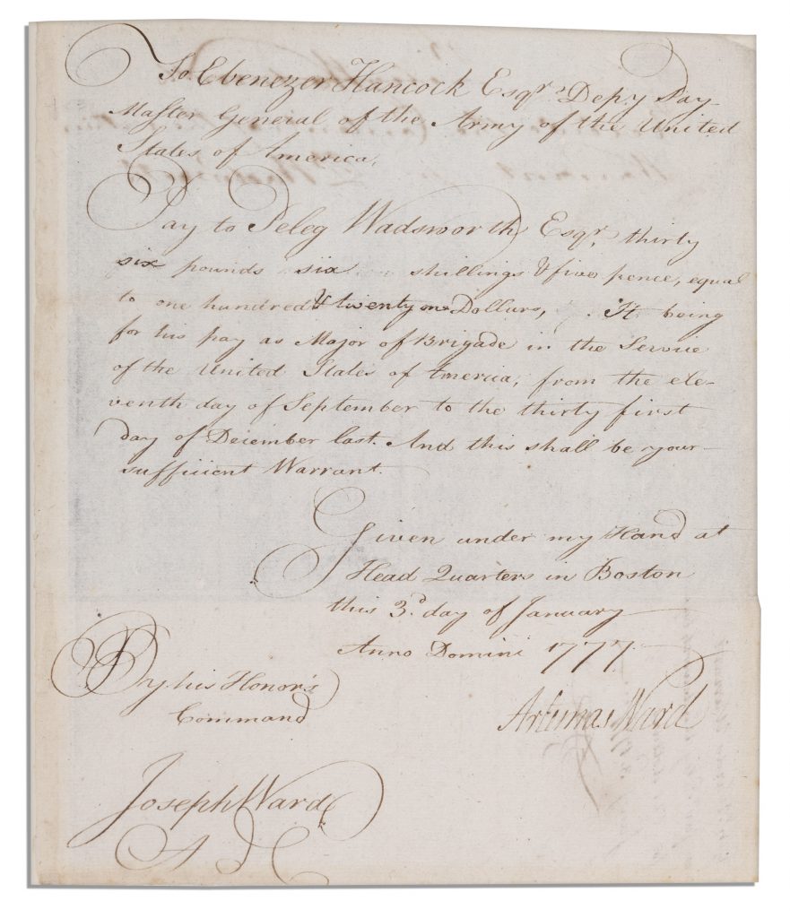 Artemas Ward autograph