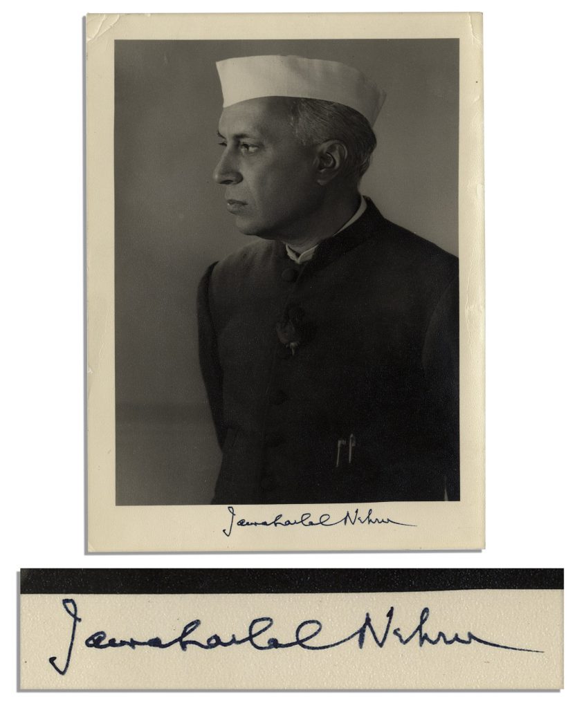 Jawaharlal Nehru autograph