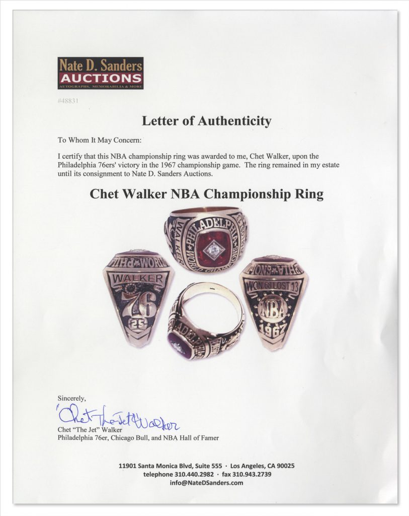 1967 Philadelphia 76ers NBA Championship ring