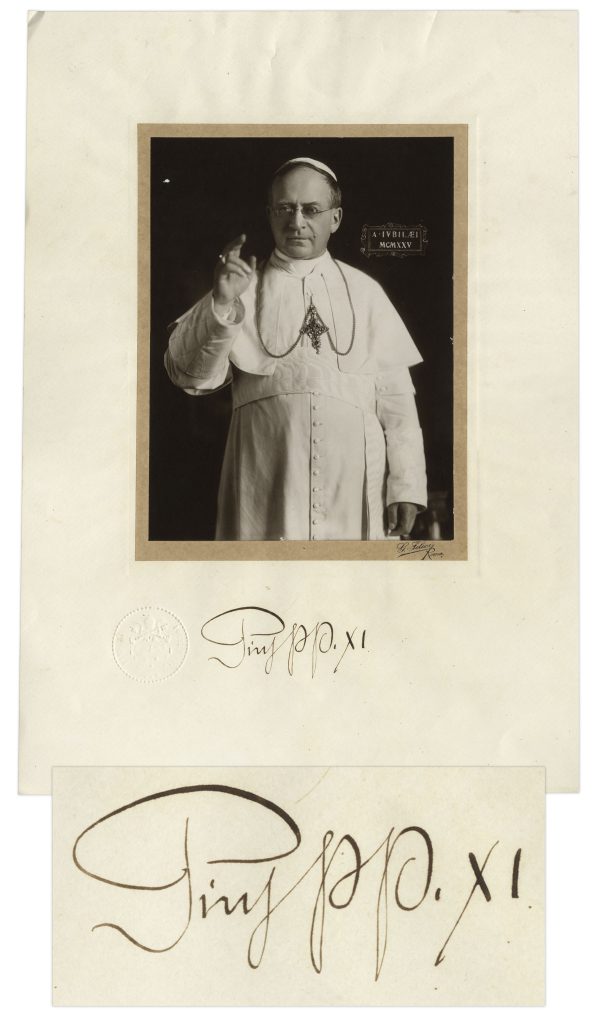 Pope Pius XI autograph