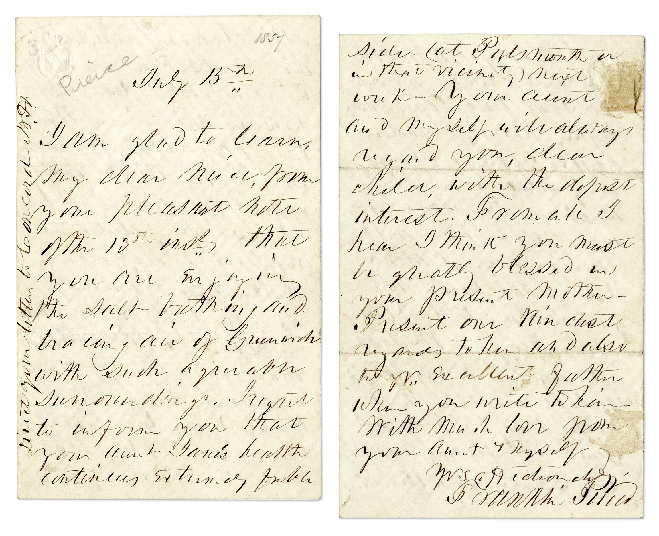 Franklin Pierce letter signed