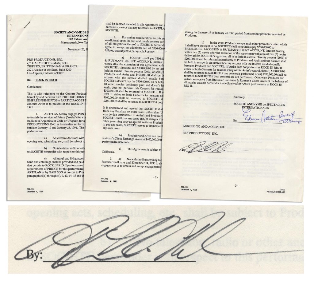 Kurt Cobain Nirvana signed recording contract
