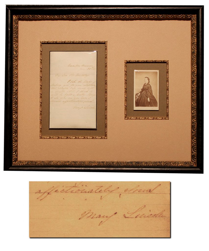 Mary Todd Lincoln autograph letter signed