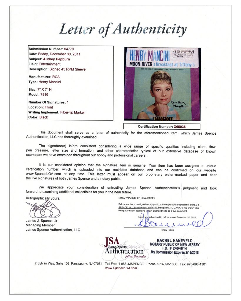 Audrey Hepburn signature