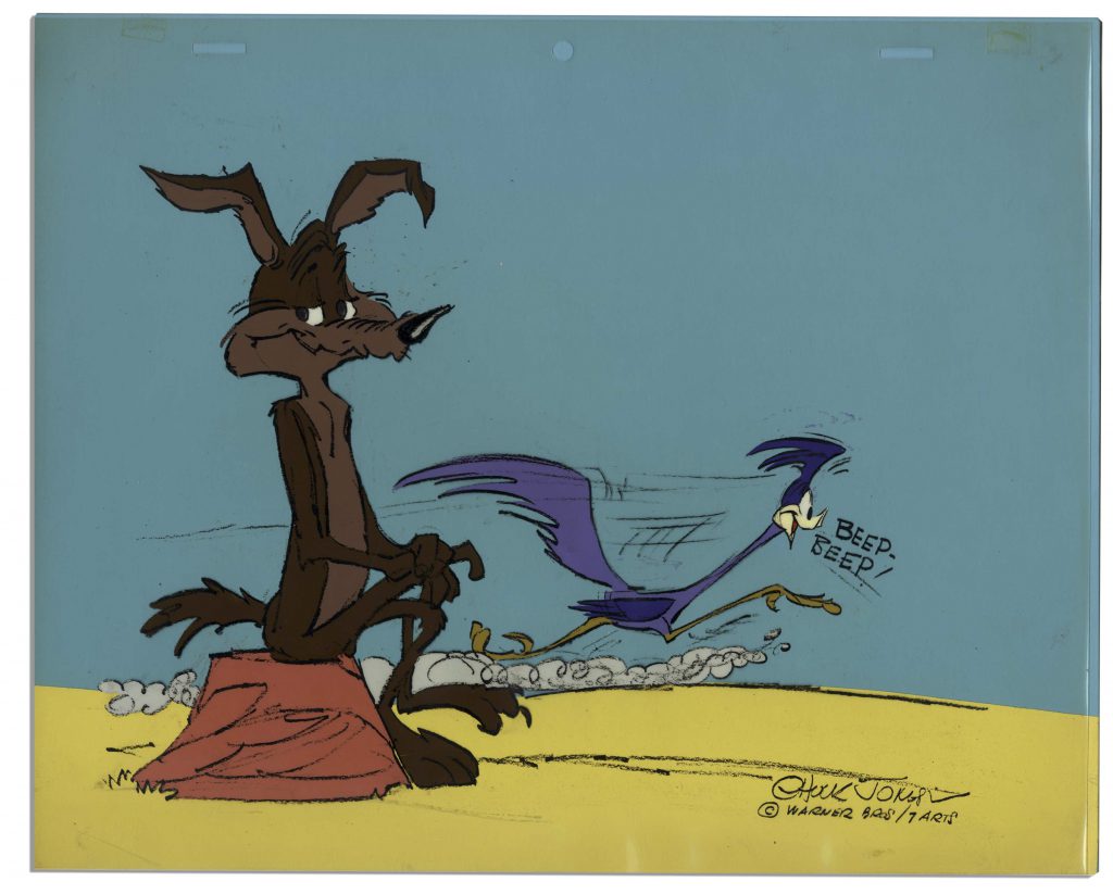 Chuck Jones Road Runner Wile Coyote signed pencil sketch