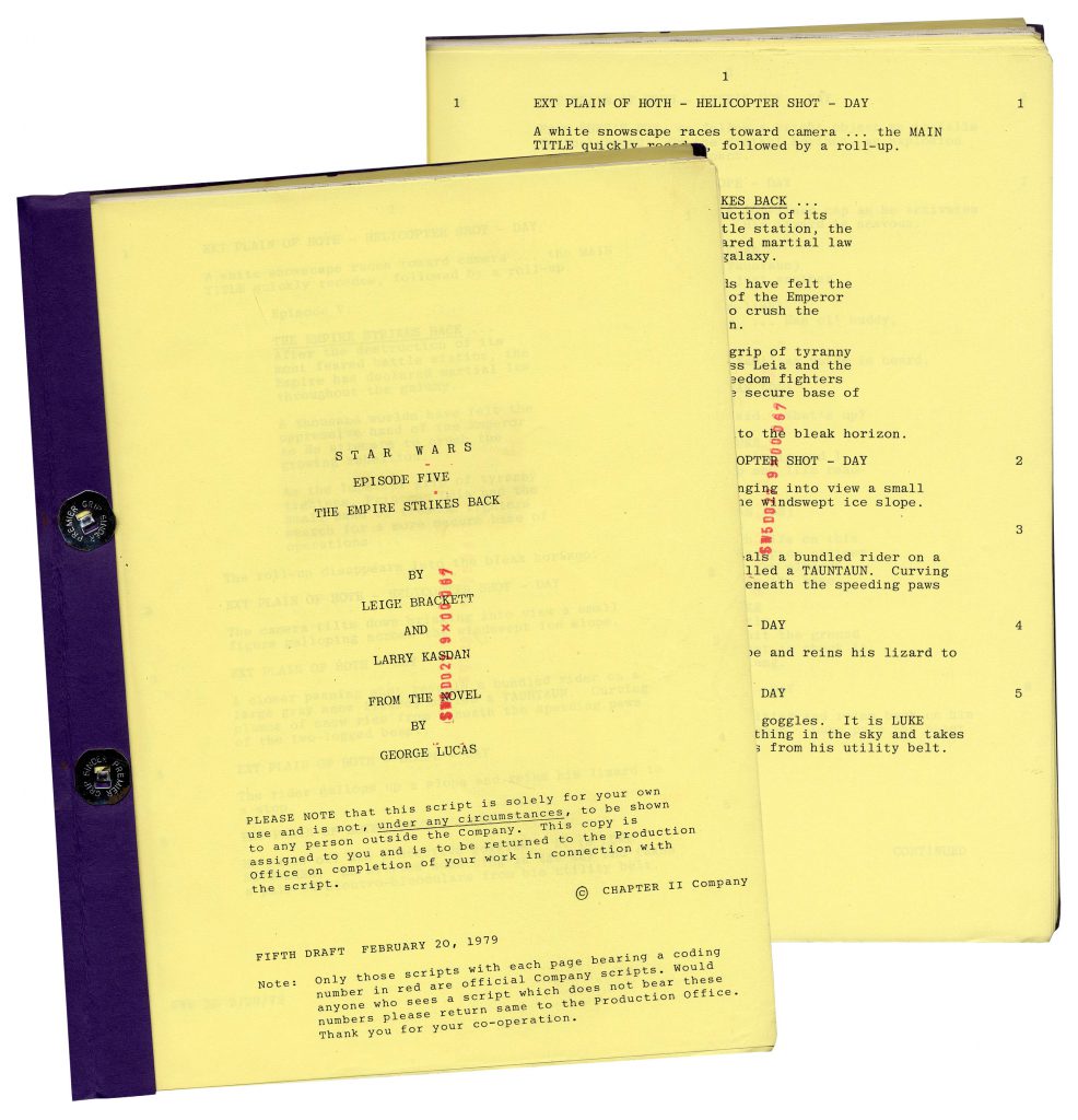 Singin' In The Rain MGM 1952 draft script 