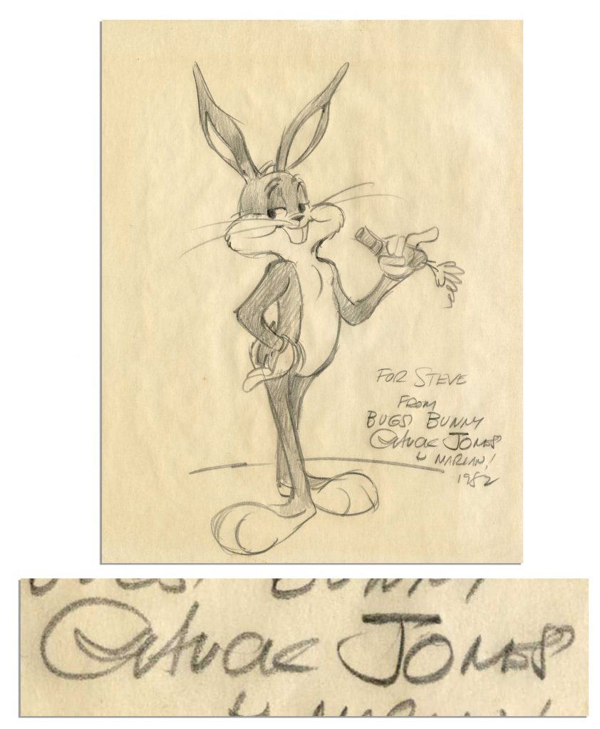 Chuck Jones Road Runner Wile Coyote signed pencil sketch