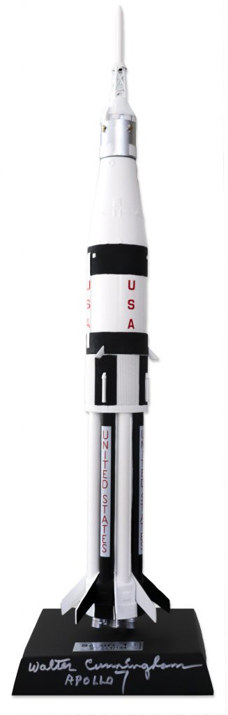 Walt Cunningham Signed Apollo Rocket Model