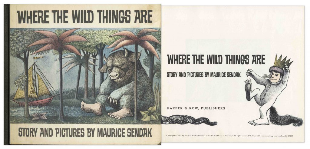 Maurice Sendak Wild Things 1st signed w doodle 2nd dj