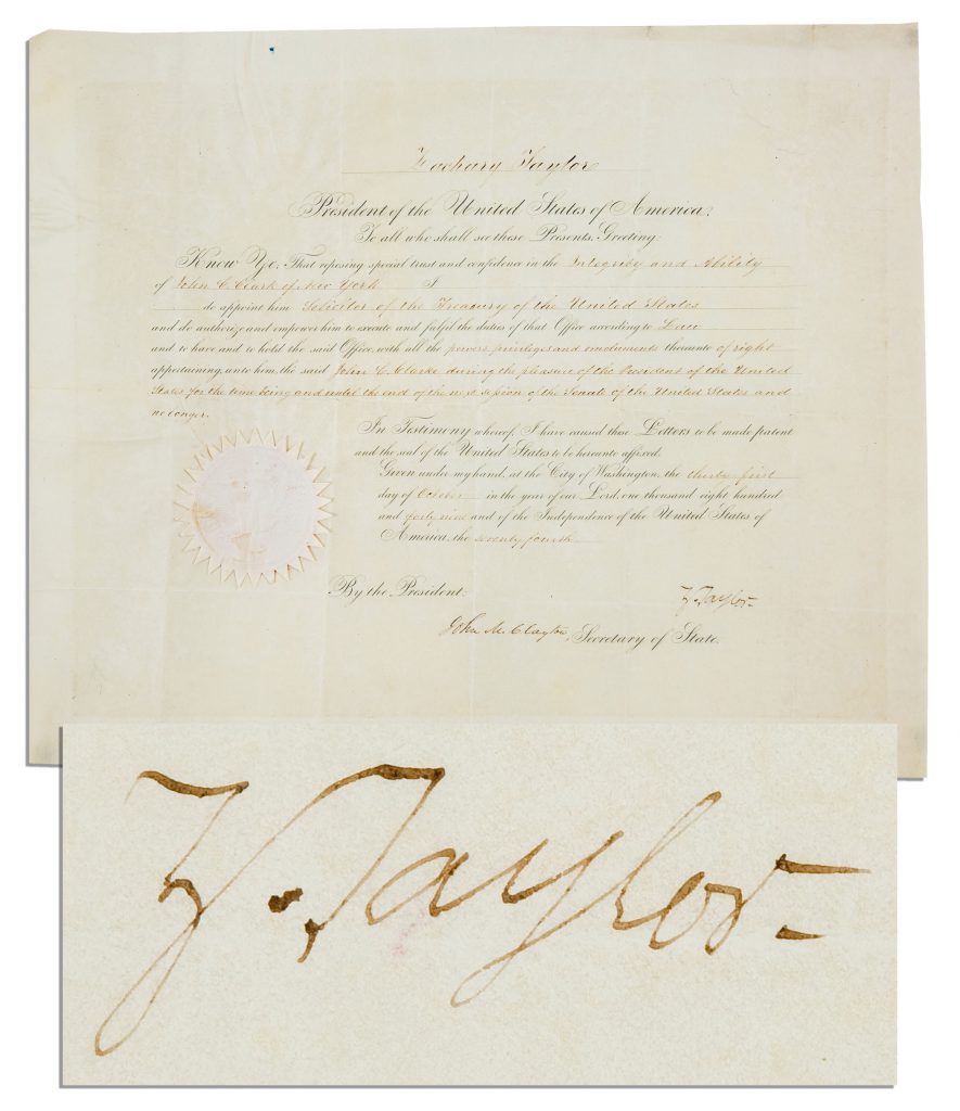 Zachary Taylor signature PSA encapsulated