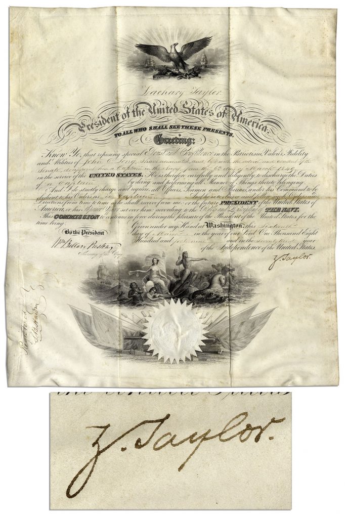 Zachary Taylor signature PSA encapsulated