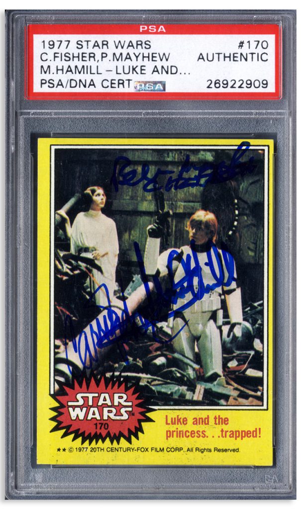 1977 Topps Star Wars card Carrie Fisher signed