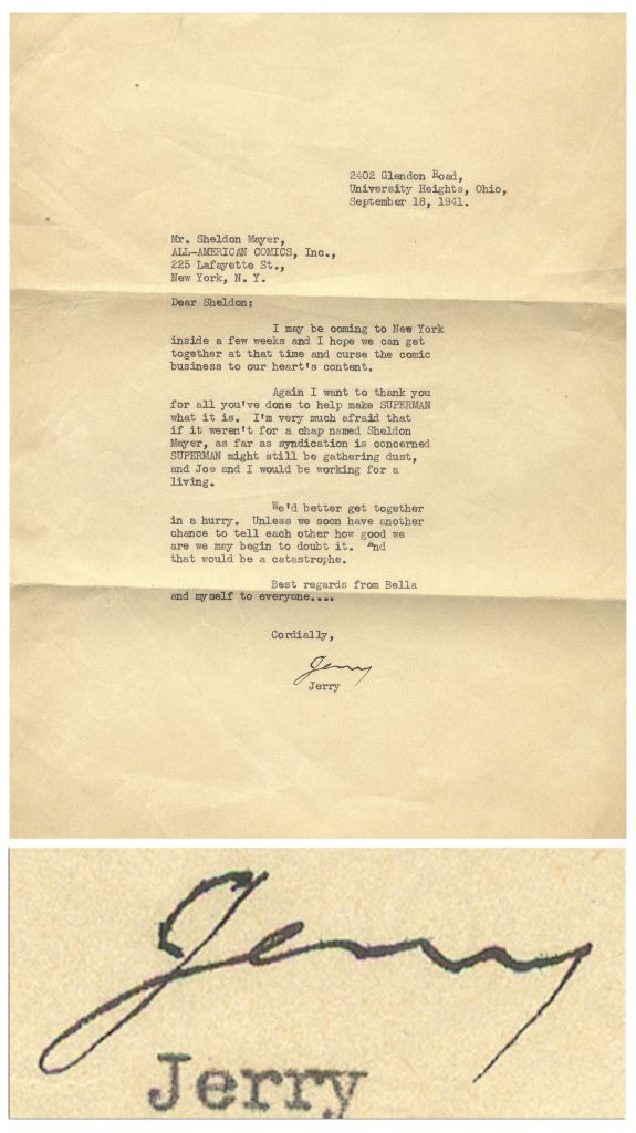 Jerry Siegel autograph