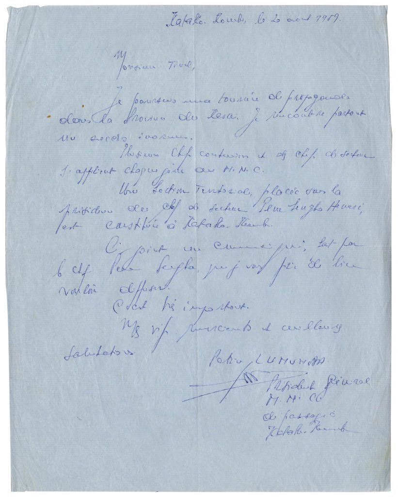 Patrice Lumumba signed letter