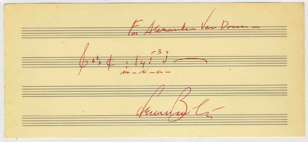 Leonard Bernstein handwritten signed musical quote