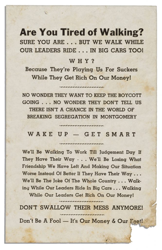Montgomery bus boycott flyer