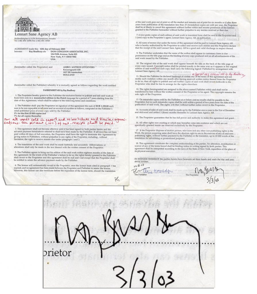 Ray Bradbury Martian Chronicles 1st edition signed in dj