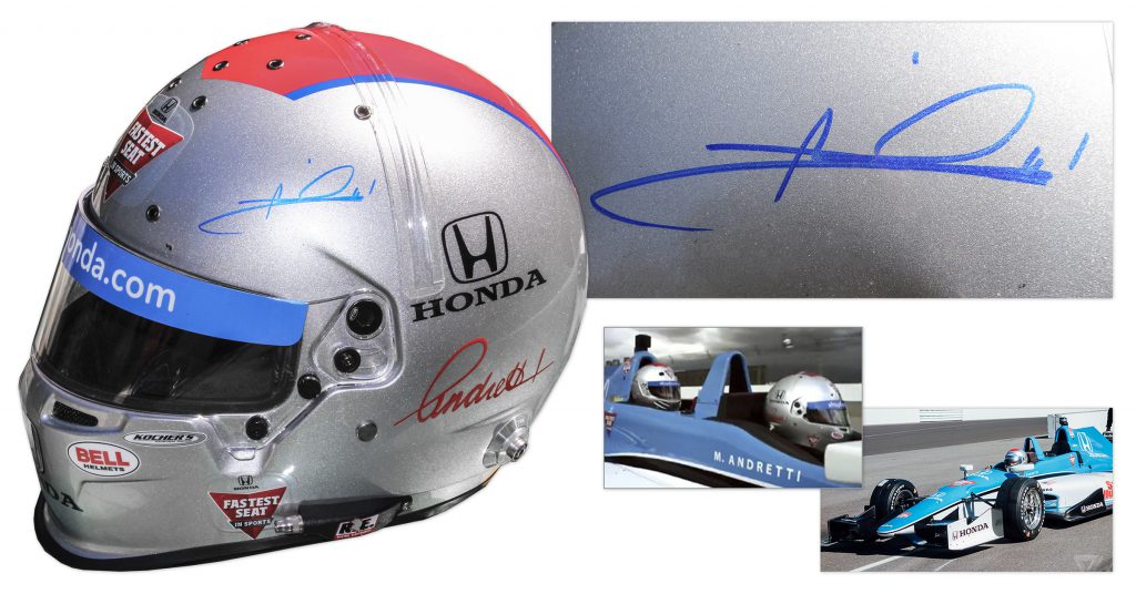 Mario Andretti signed worn Indianapolis 500 helmet