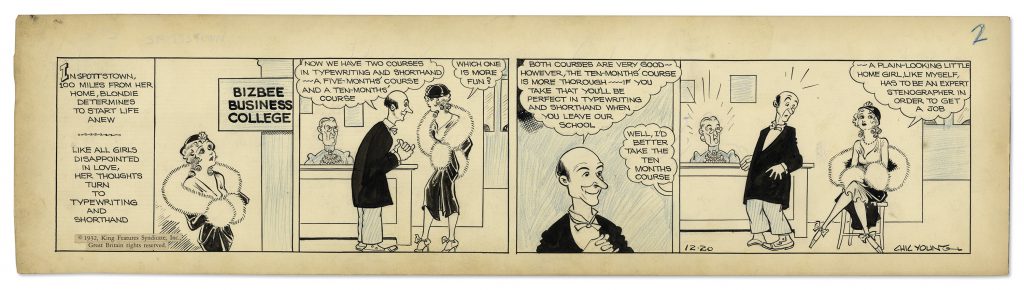 1932 Chic Young Blondie comic strip art