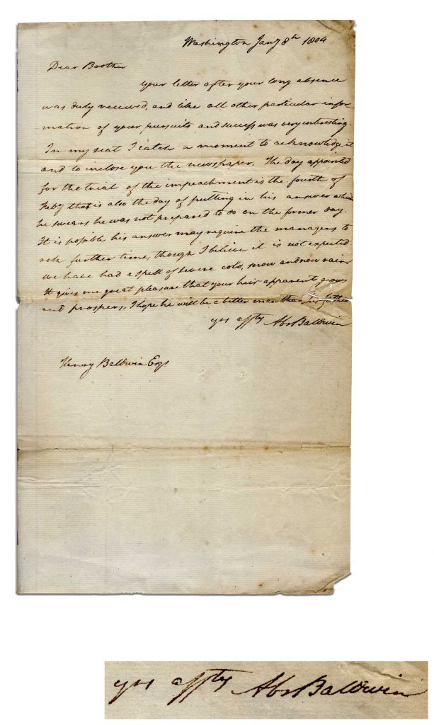 Abraham Baldwin autograph
