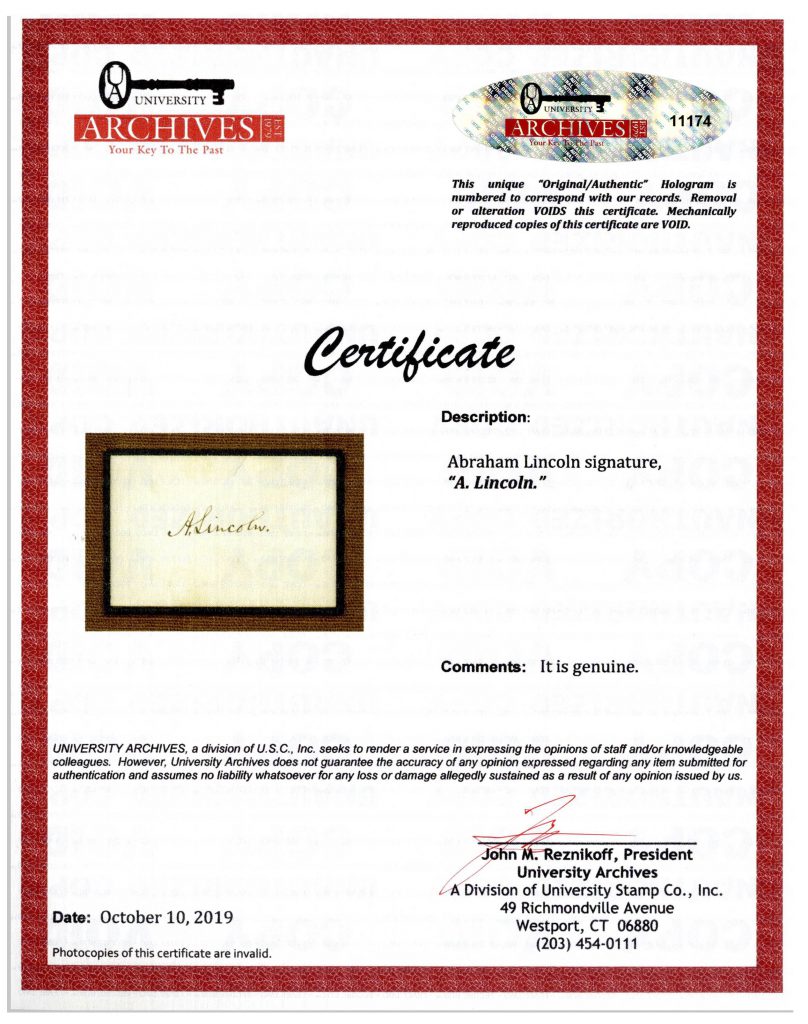 Abraham Lincoln signature