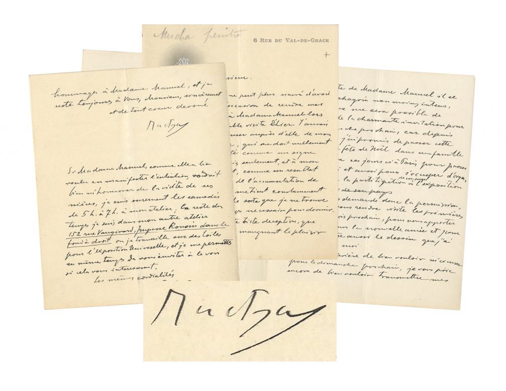 Alphonse Mucha signed letter