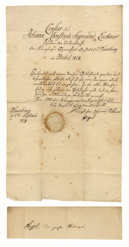 Georg Wilhelm Friedrich Hegel signed document