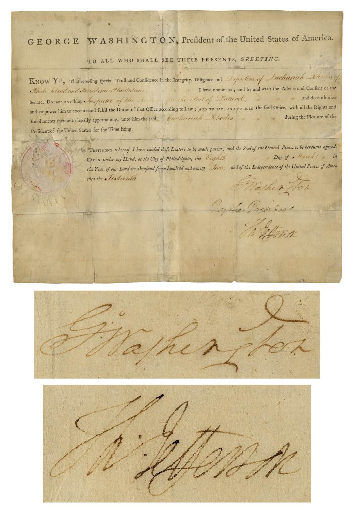 George Washington Thomas Jefferson signed document 