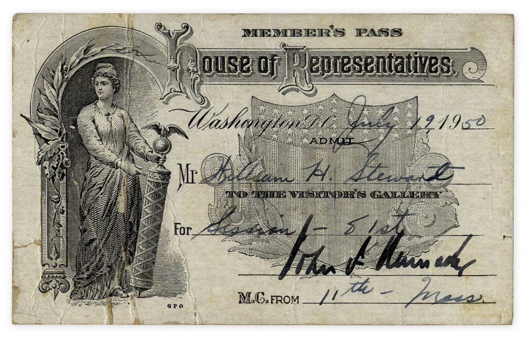 John F Kennedy Signed Congress Member Pass