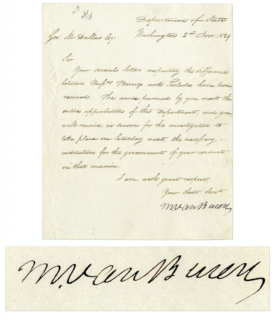  Martin van Buren signed letter 