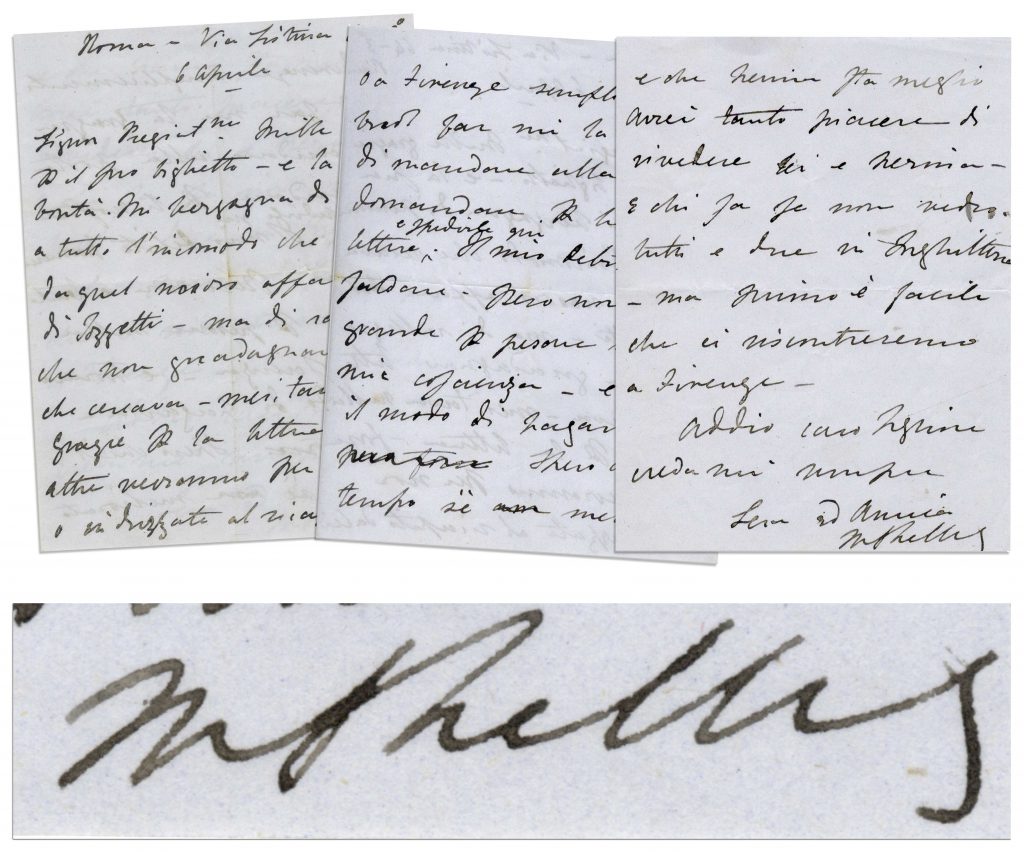 Mary Shelley signed letter 