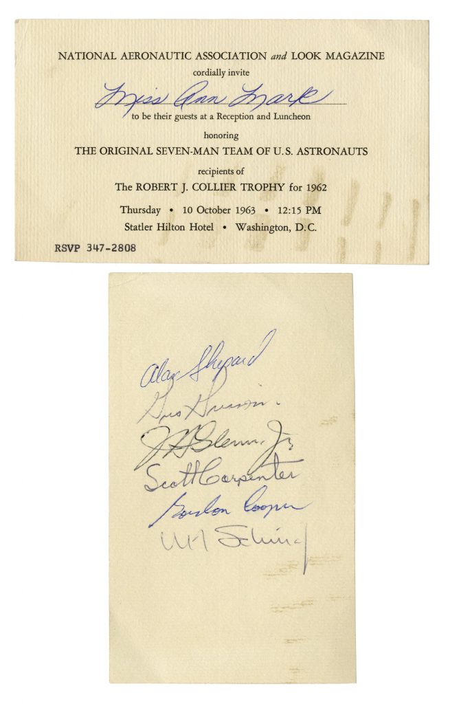 Mercury Seven signed invitation