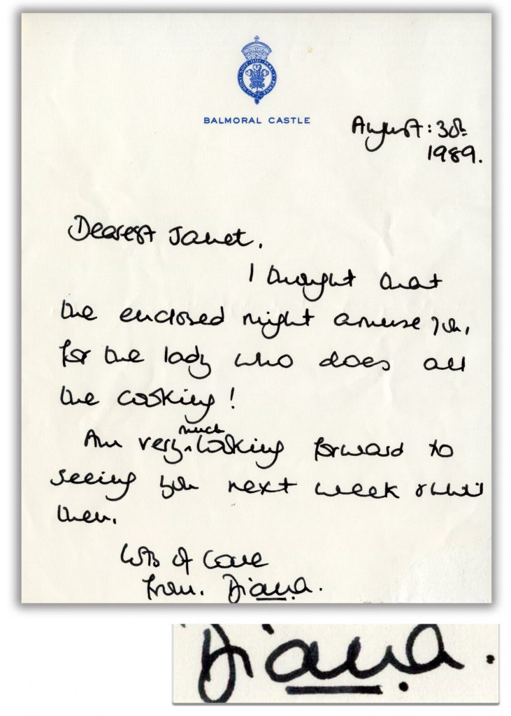 Princess Diana signed letter 