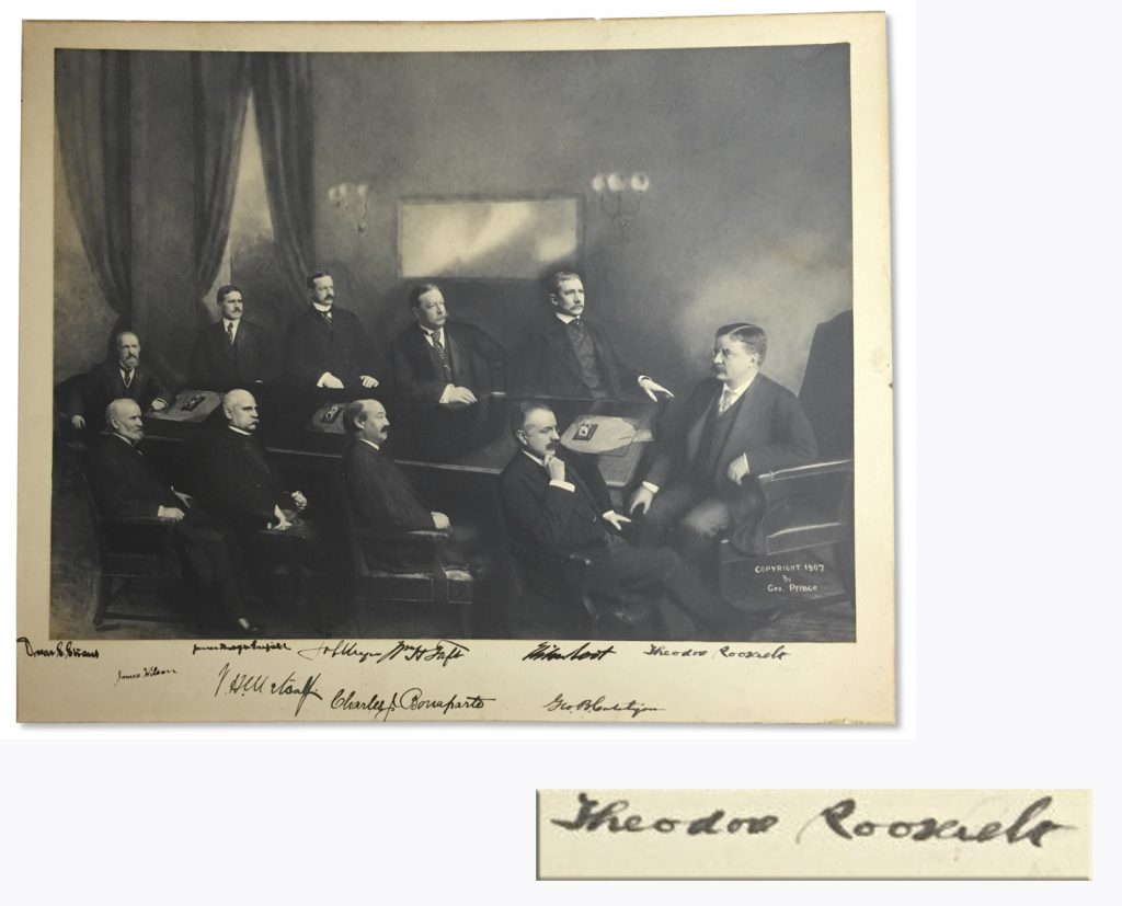  Theodore Roosevelt signed cabinet photo