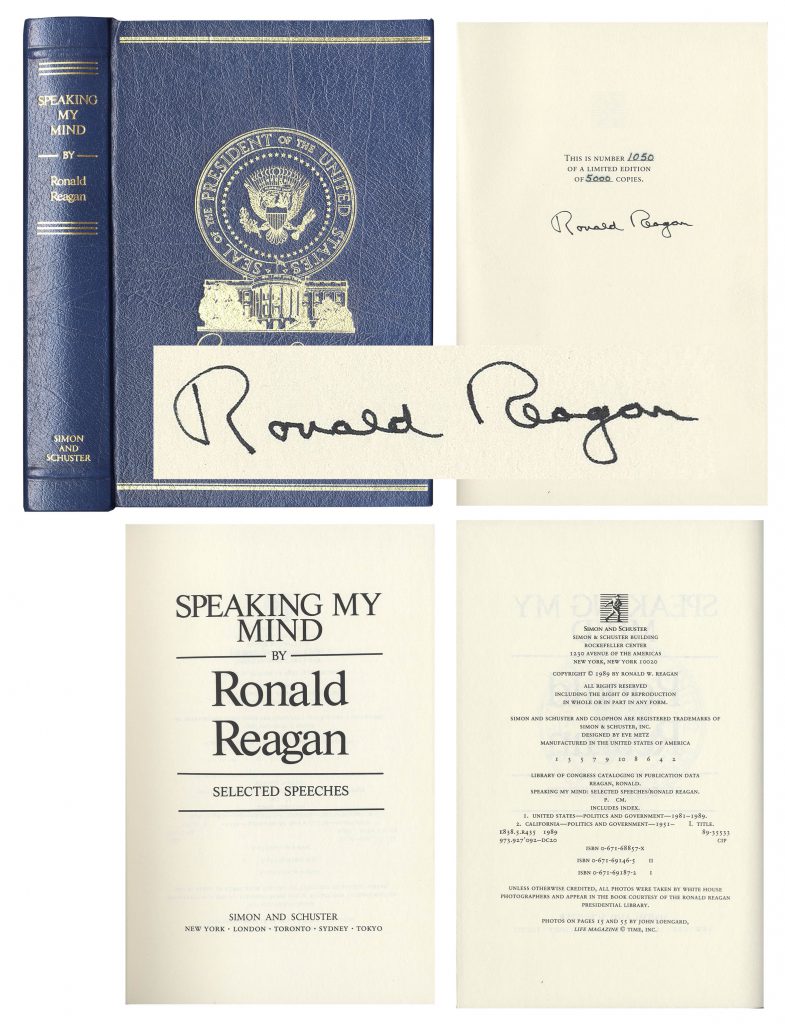 Ronald Reagan Speaking My Mind signed