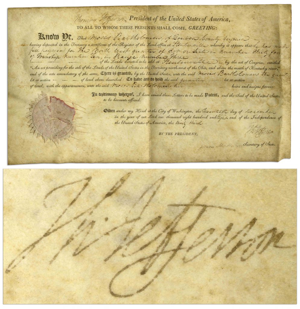 Thomas Jefferson signed document