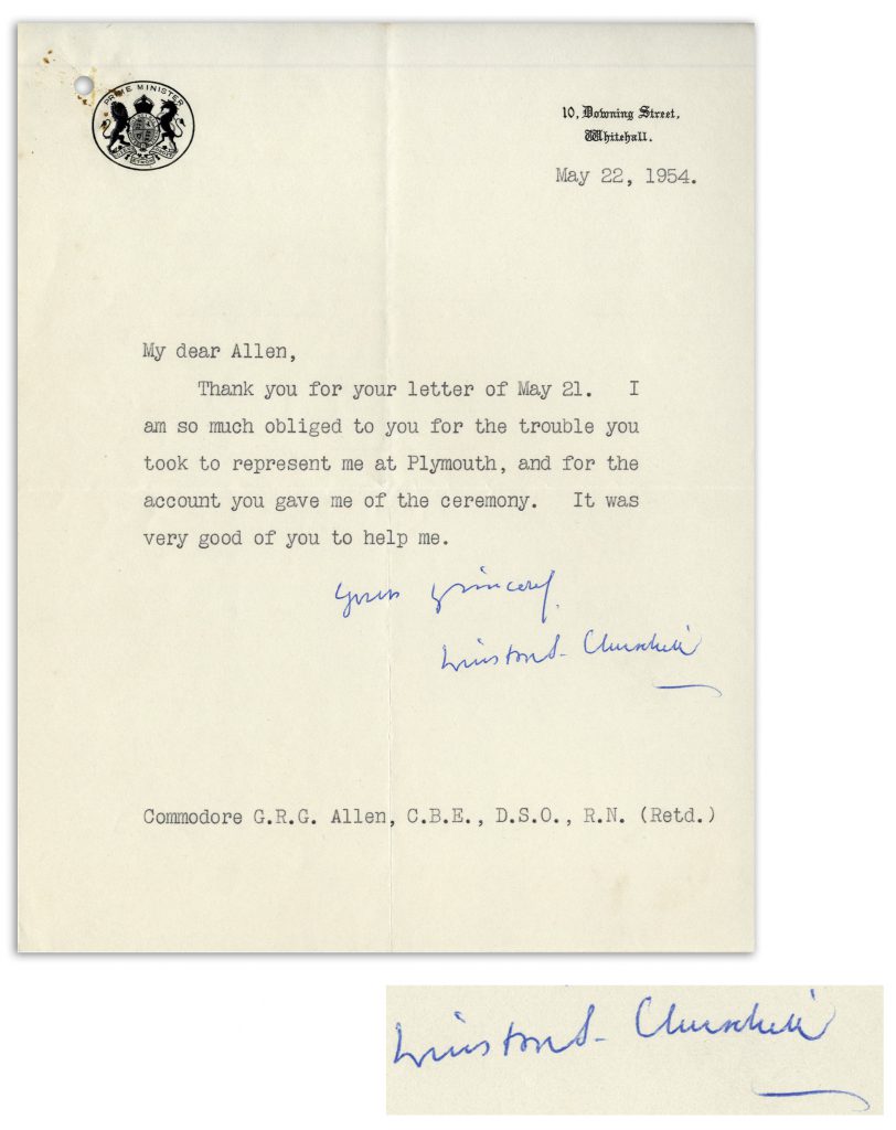 Winston Churchill signed letter