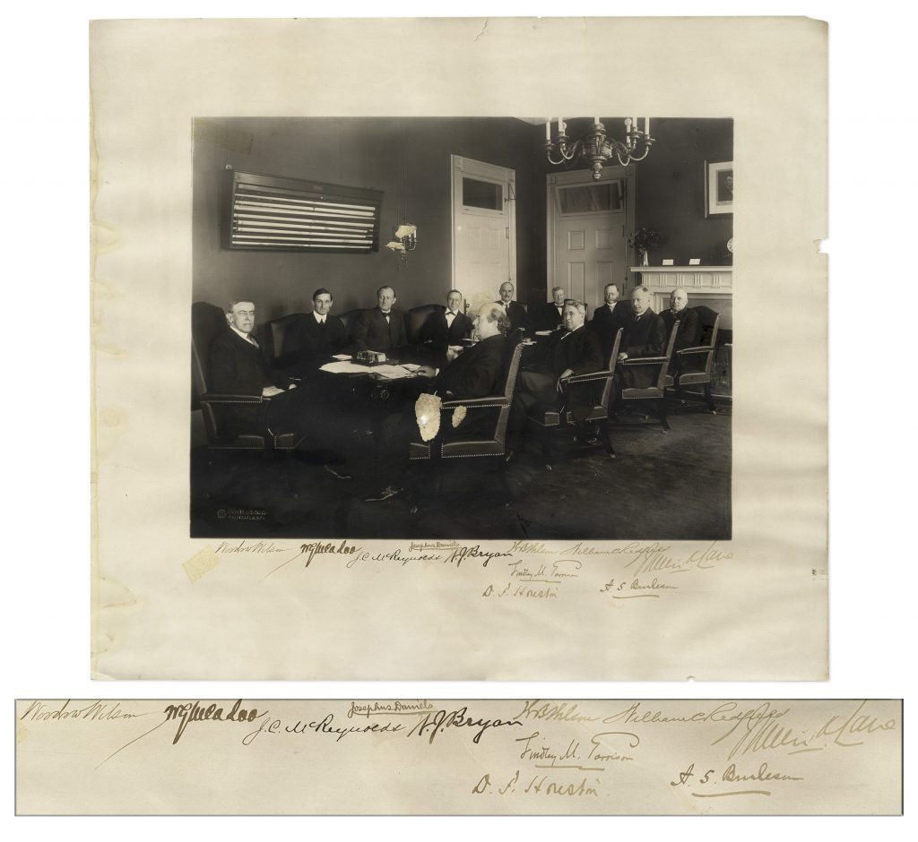 Woodrow Wilson calling for War broadside signed
