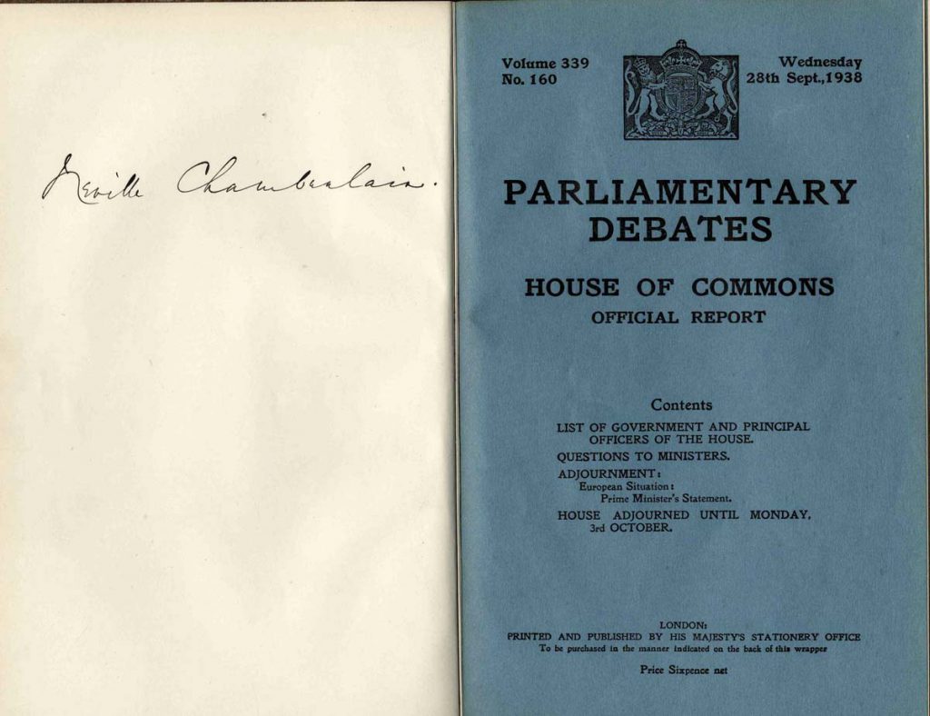 Neville Chamberlain signed document 