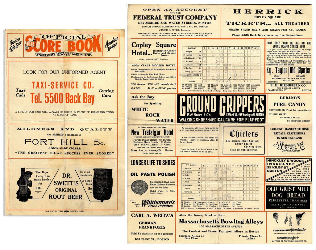 1916 Boston Red Sox program