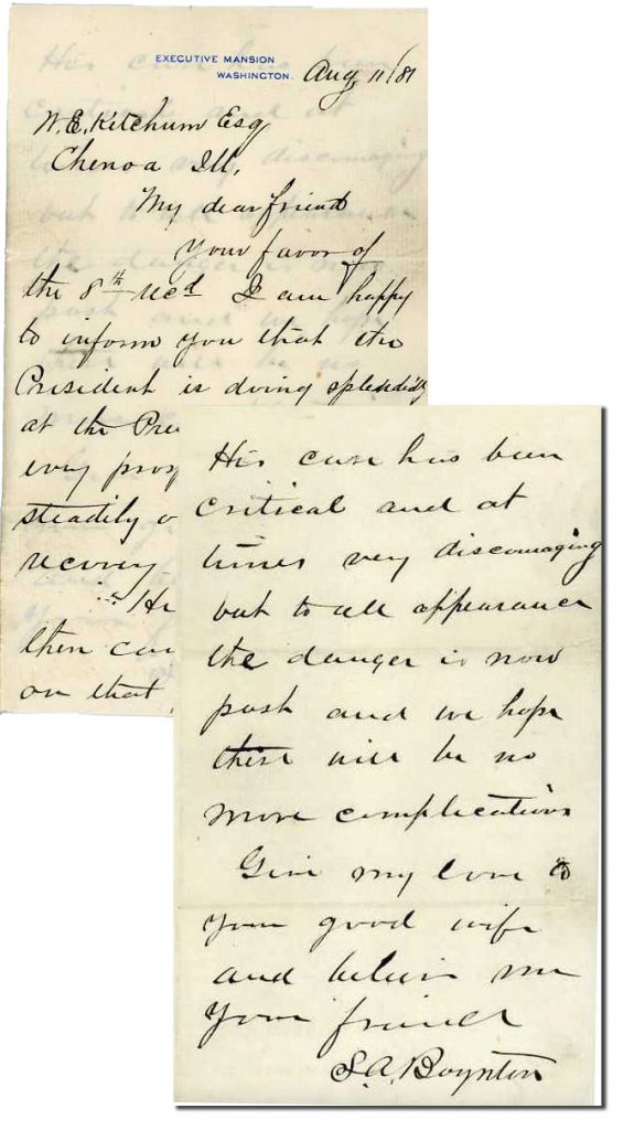 James Garfield physician assassination letter signed