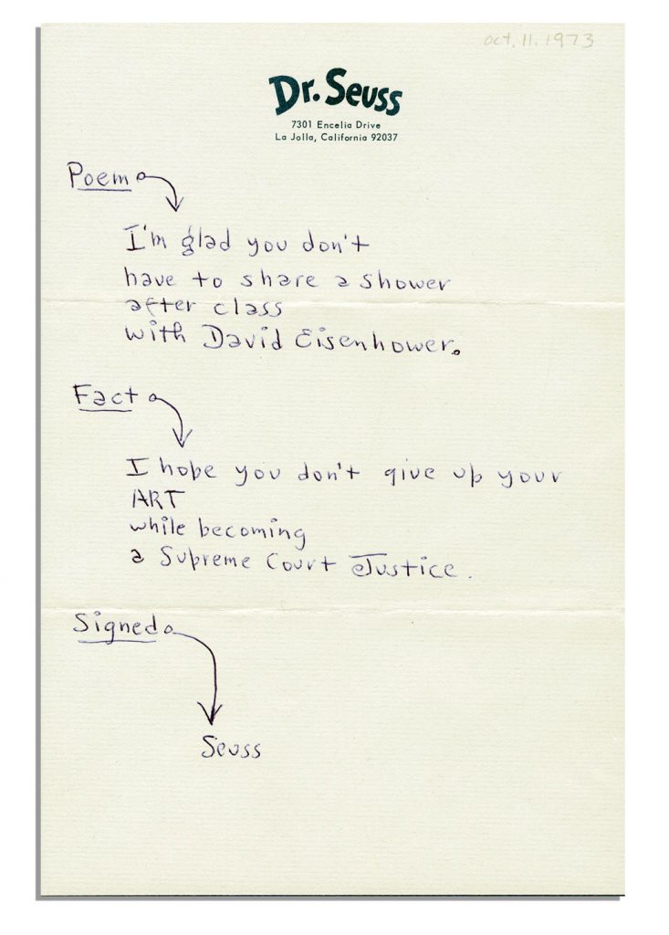 Dr Seuss autograph letter signed