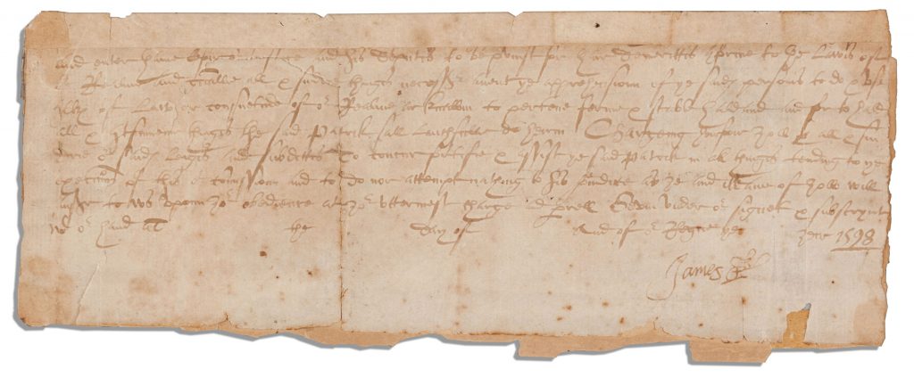 King James I signed document 