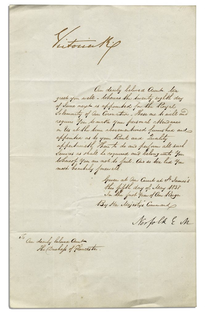 Queen Victoria signed coronation document